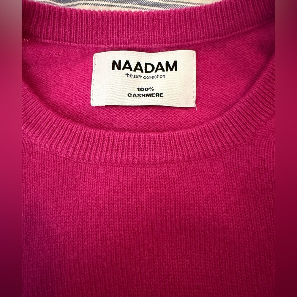 Naadam 100% Cashmere Raspberry Pink Sweater, New - Picture 4 of 4